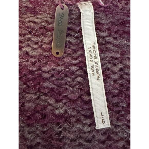 Free People Boho Karina Sweater Wool Mohair Alpaca Faux Wrap Large Kurt Cobain - Picture 5 of 8